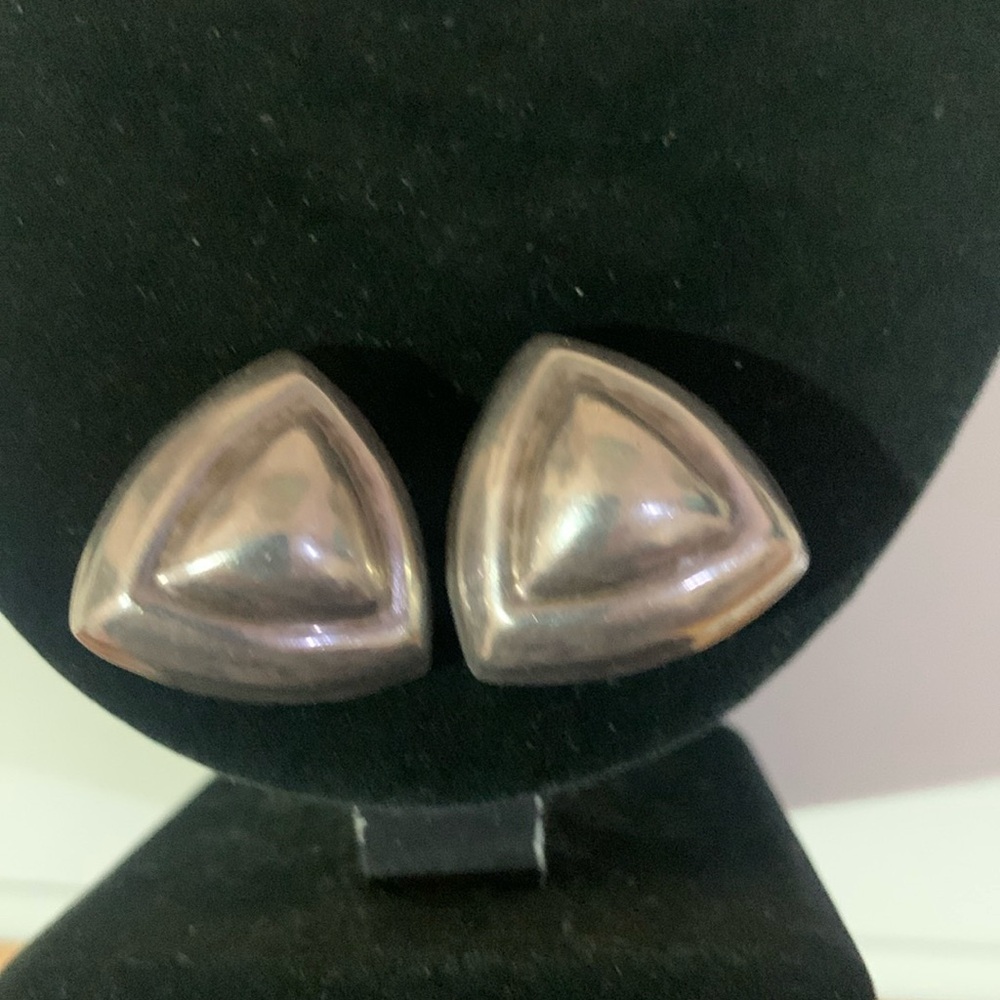 Vintage Solid Sterling Silver 925 Double Triangle… - image 1